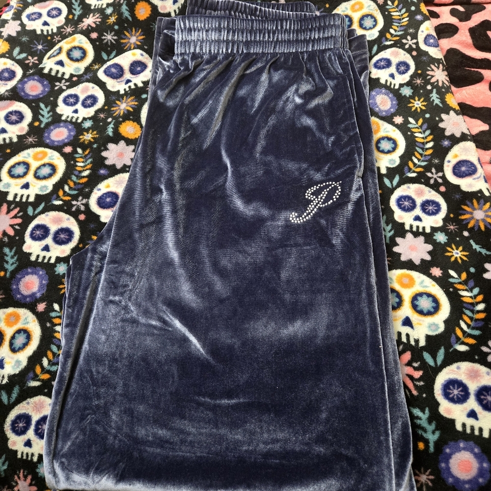 VS Pink Velvet Joggers with Rhinestone Detail